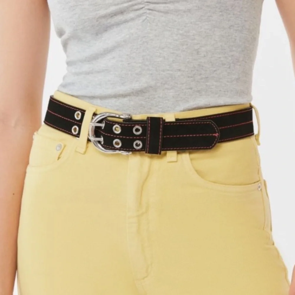 Urban Outfitters Stitched Black Grommet Belt